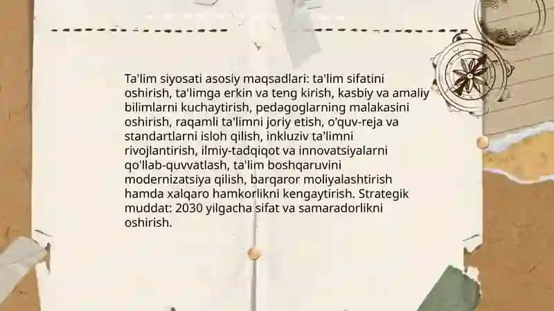 Ta'lim tizimini rivojlantirishning g'oyaviy-huquqiy asoslari 4