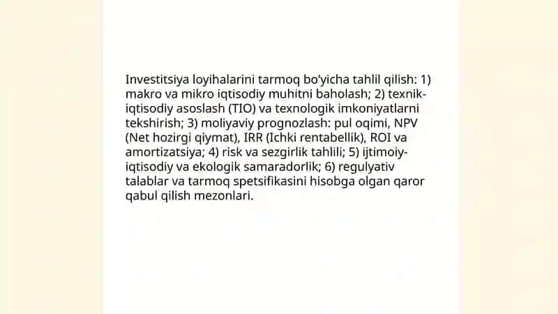 Tarmoqlarda investitsiya strategiyasi 4