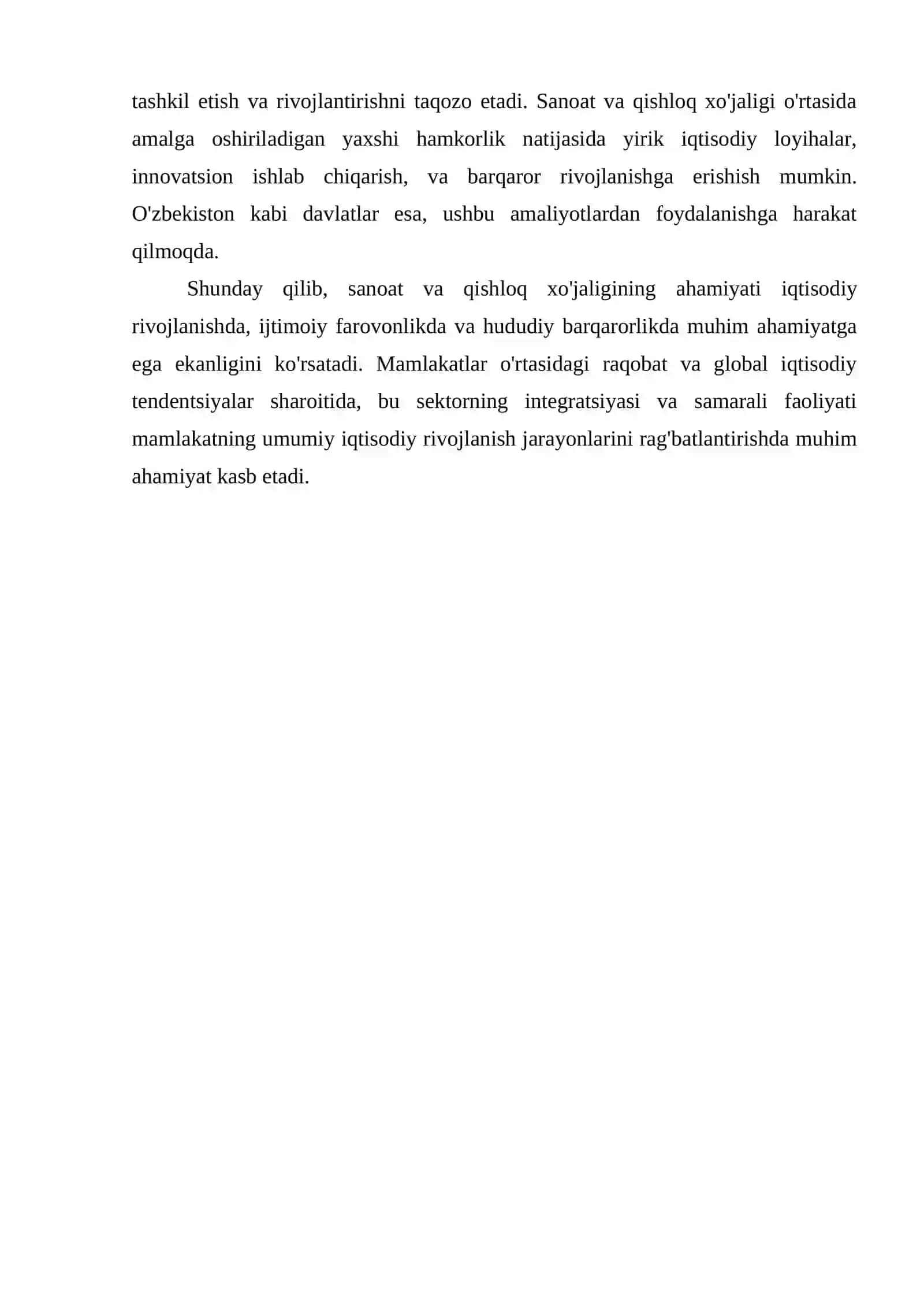SANOAT VA QISHLOQ XO`JALIGINING IQTISODIYOTDA TUTGAN O`RNI VA AHAMIYATI 4
