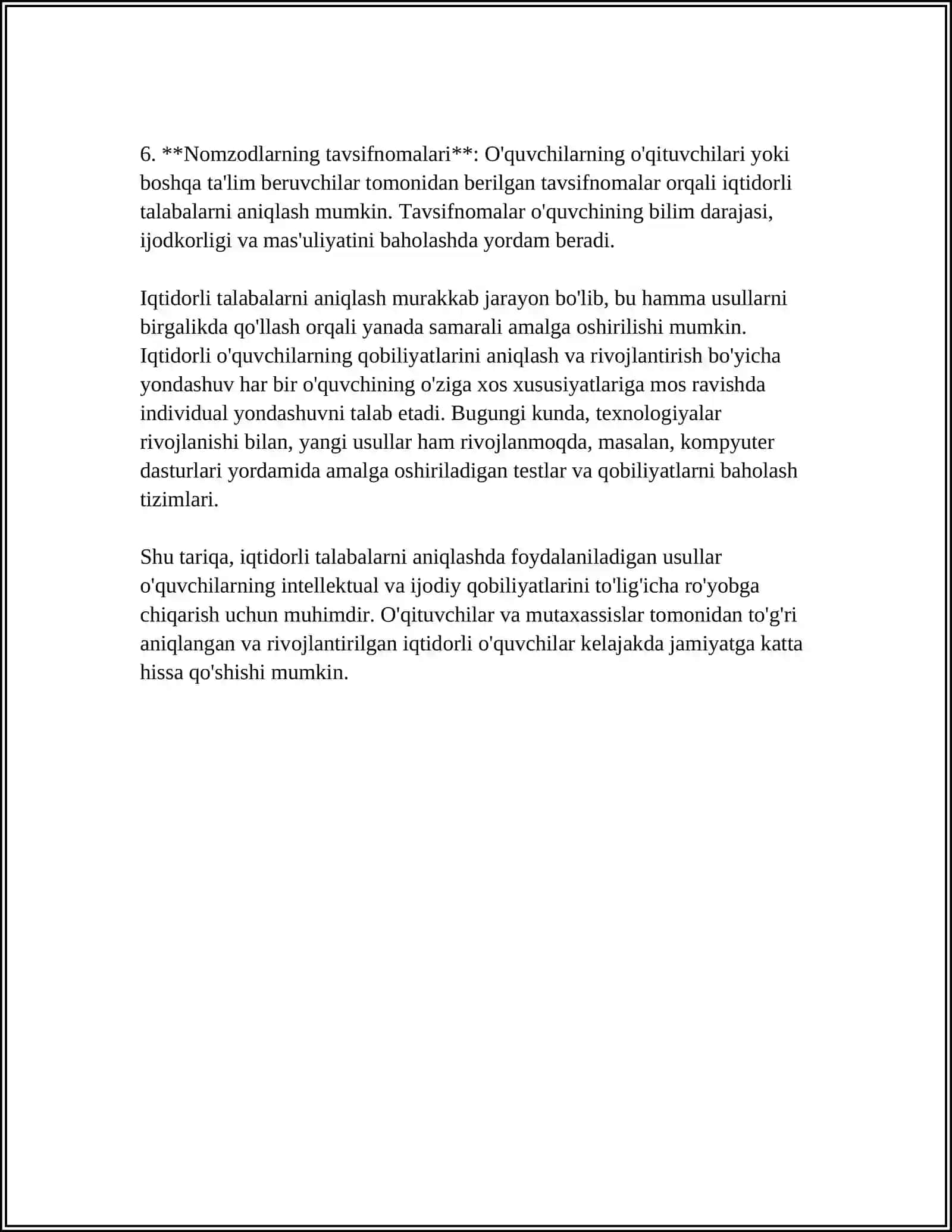 IQTIDORLI TALABALARNI TANLASH VA ULAR BILAN ISHLASHNI TASHKIL QILISH 4