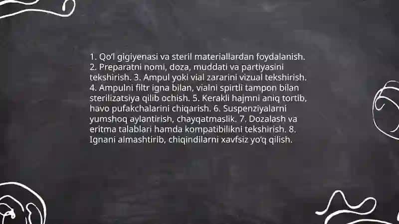 Dori vositalarini inyeksiya qilish metodikasi 4