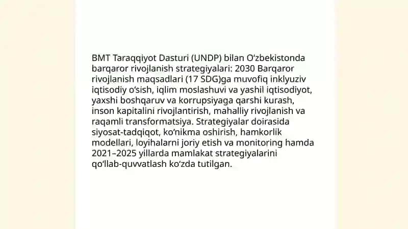 O‘zbekistonning xalqaro tashkilotlar bilan hamkorlik aloqalari 4