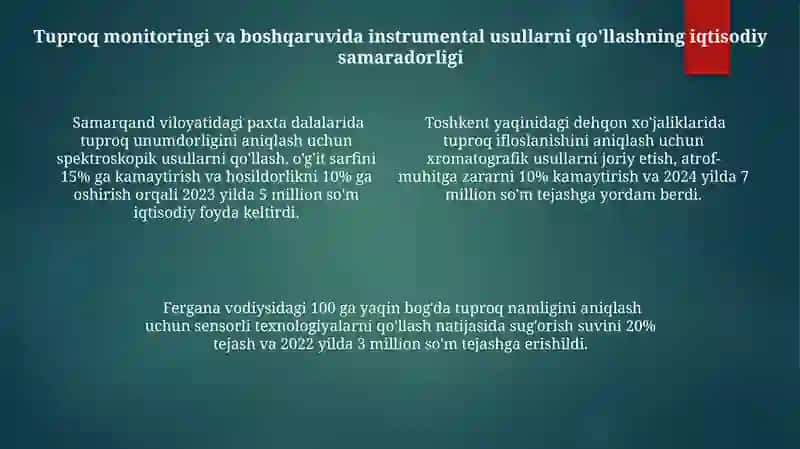 Tuproq ifloslanishini monitoring qilishda instrumental tahlil usullarini qo'llash imkoniyatlari 4