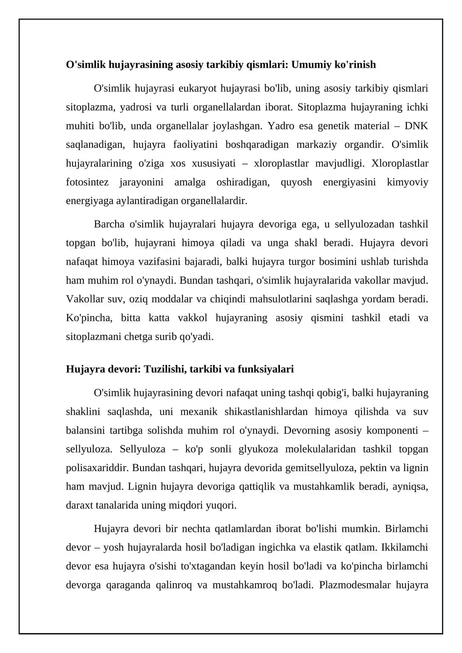O'simlik Sitologiyasi va Hujayrada Boradigan Jarayonlar 4