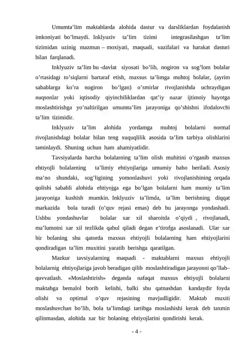 Maxsus Ta'lim Imkoniyati Cheklangan Bolalarni O'qitish va Dars Jarayonini Tashkil Etishda Maktab O'qituvchisini Vazifasi 4