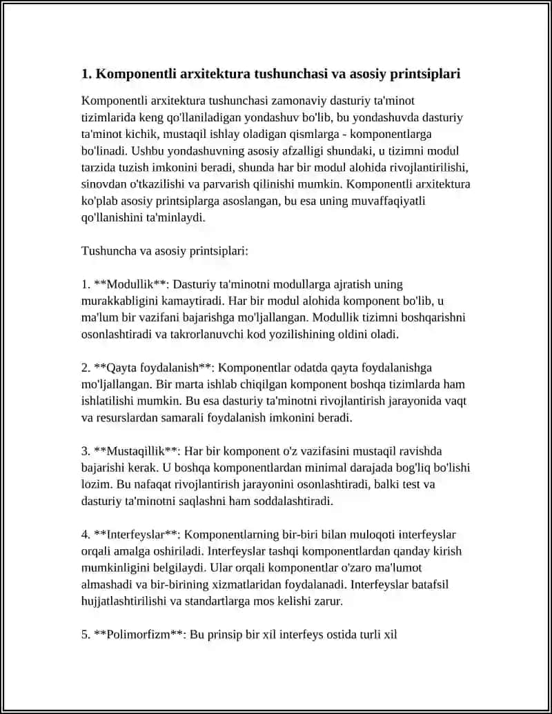 COMPONENT-BASED ARCHITECTURE TUSHUNCHASI VA AFZALLIKLAR 4