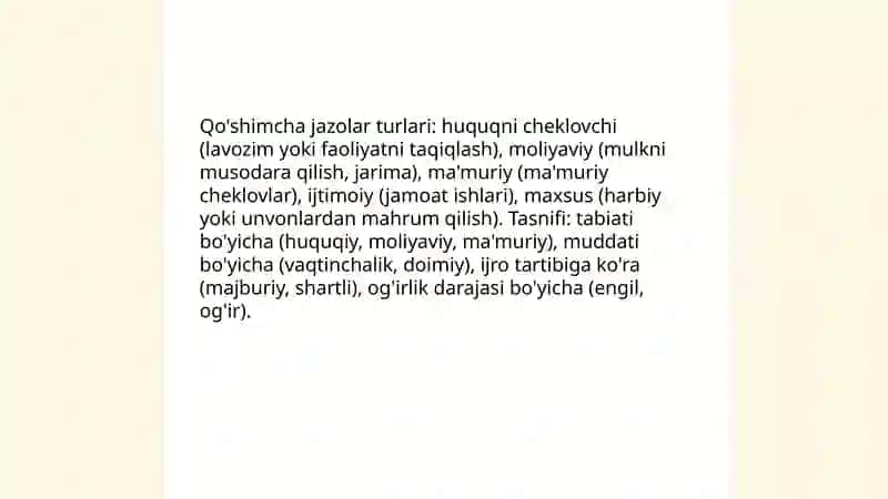 Qoʼshimcha jazolarni ijro etish tartibi va shartlari 4