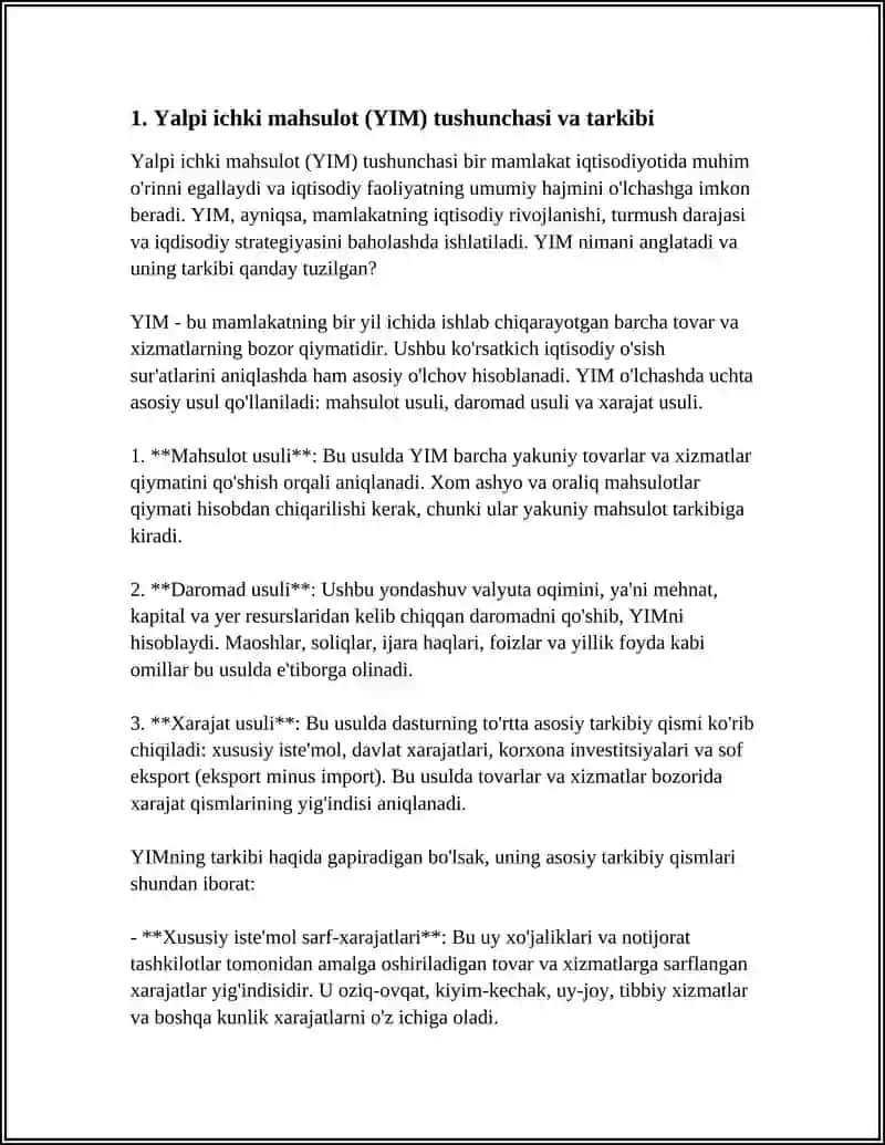Yalpi Milliy Mahsulotlar va Yalpi Ichki Mahsulotlar 4