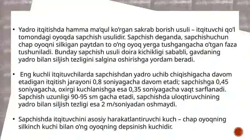 Yadro itqitish va bosqon uloqtirishtexnikasi 4