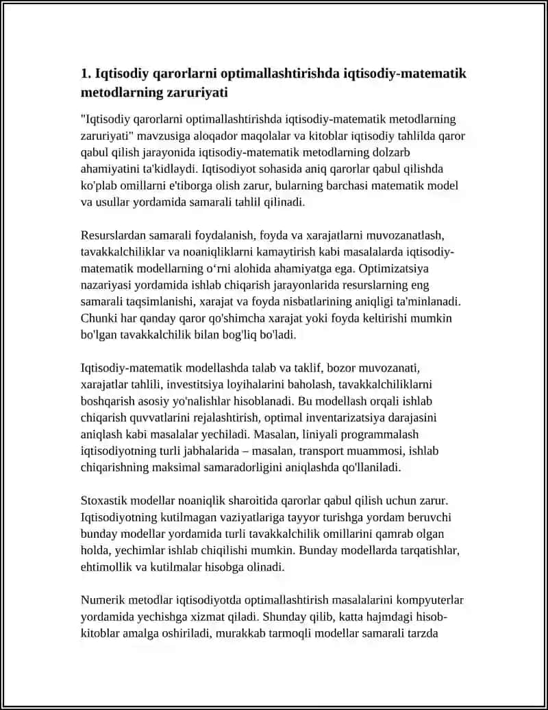 IQTISODIY TAHLILDA IQTISODIY-MATEMATIK USULLARNI QO'LLASHNING ZARURIYATI 4