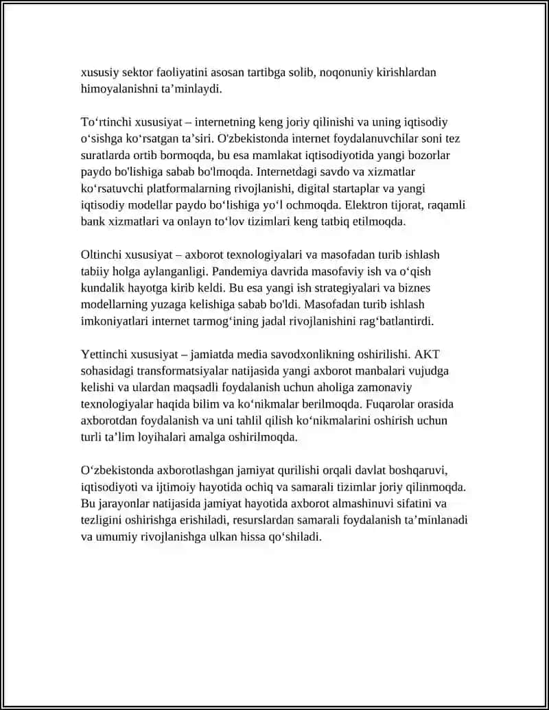 OʻZBEKISTONDA AXBOROTLASHGAN JAMIYATNING XUSUSIYATLARI VA VIRTUALLASHTIRISH JARAYONLARI 4