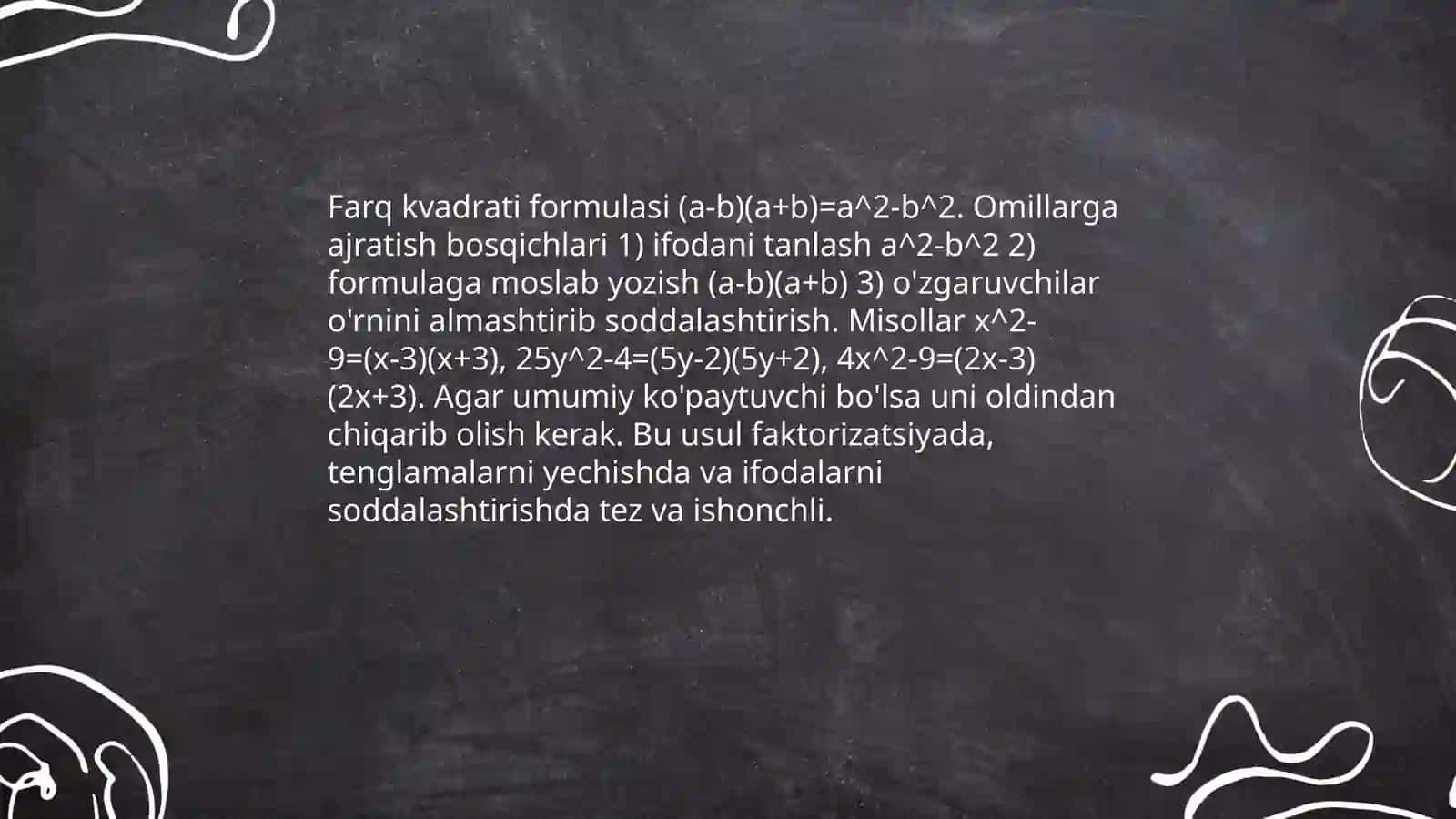 QISQA KOʻPAYTIRISH FORMULALARI TADBIQI 4