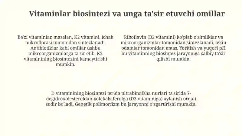 Vitaminlarning kimyoviy tasnifi va ularning sintezi 4