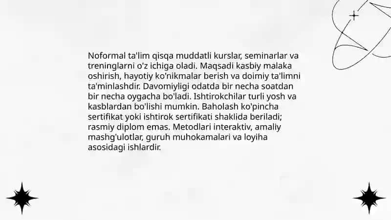 Ta'lim turlari va ta'limni tashkil etish shakllari 4