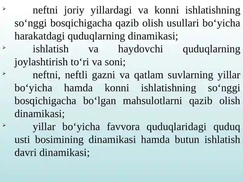NEFT VA GAZ KONLARINI ISHLATISH JIHOZLASH LOYIHASI 4