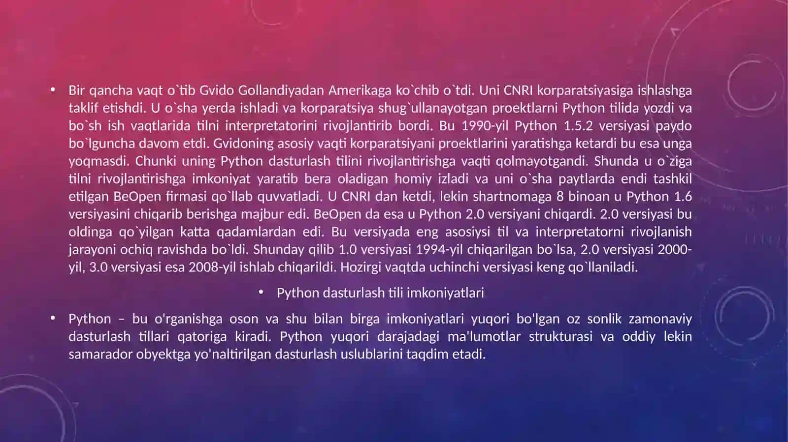 ZAMONAVIY DASTURLASH TILLARI FANIDAN TAYYORLAGAN mustaqilishi 4