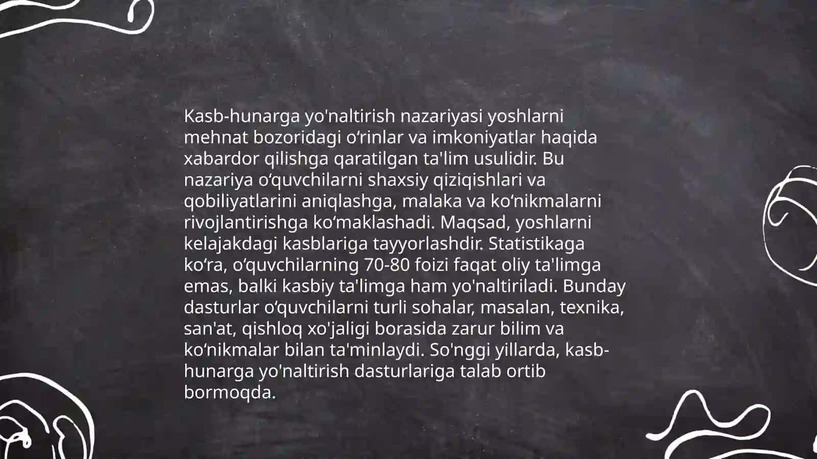 Yoshlarni kasb hunarga yo‘naltirishning nazariy shart-sharoitlarifanning mazmuni,maqsadi va vazifalari 4