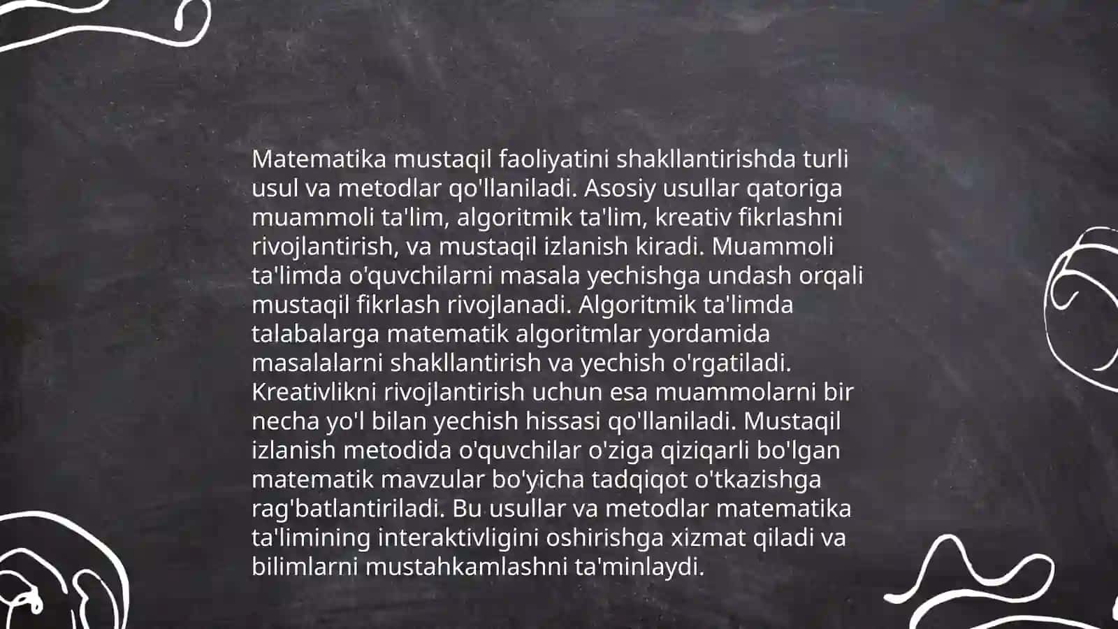 O'rtamaxsus Ta'lim Muassasalari Matematika Kursi 4