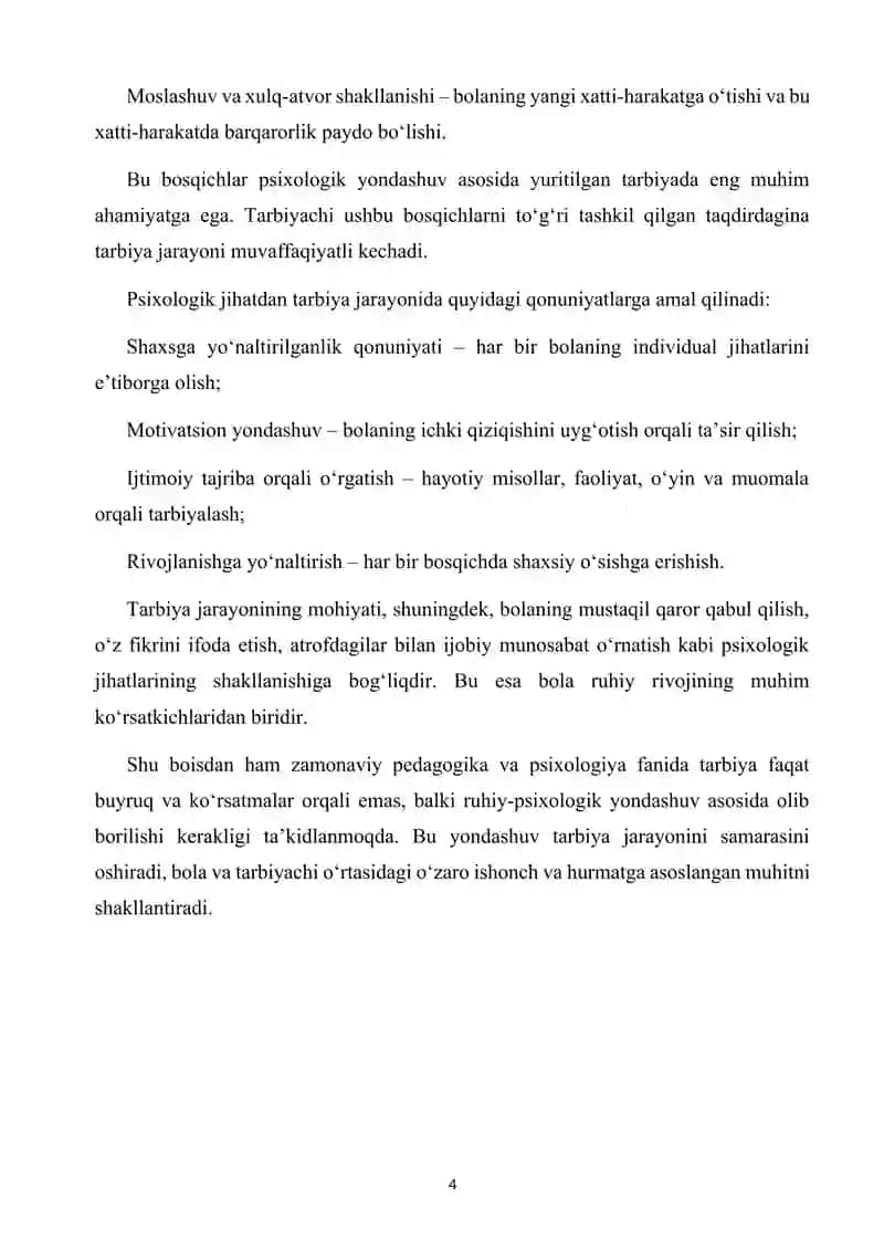 Tarbiya jarayonining psixologik mohiyati, maqsad va vazifalari 4