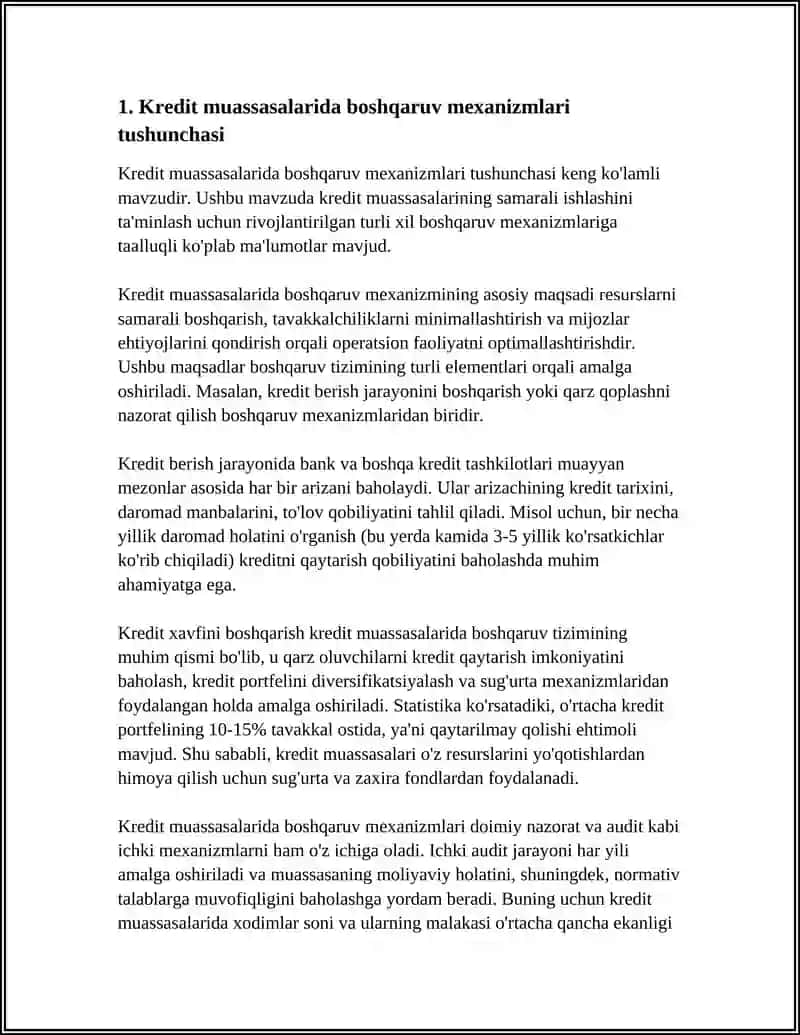 KREDIT TASHKILOTLARIDA BOSHQARUV MEXANIZMLARI VA ULARNI TASHKIL ETISH ASOSLARI 4