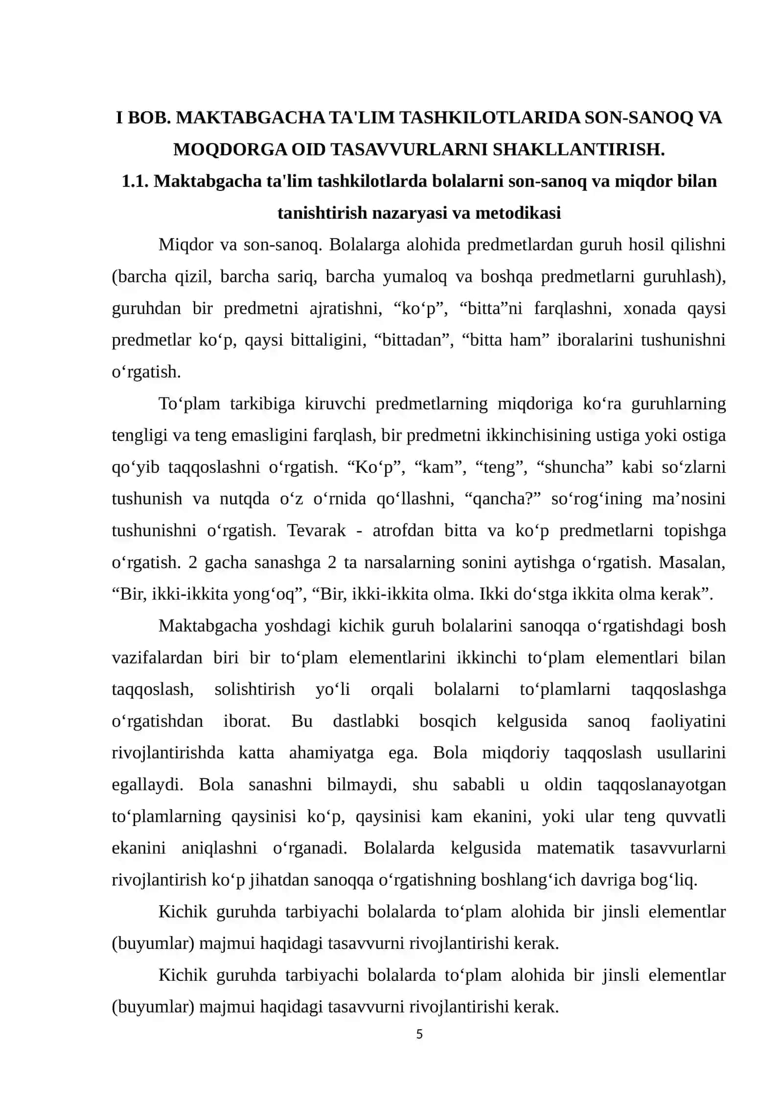 BOB. MAKTABGACHA TA’LIM TASHKILOTLARIDA SON-SANOQ VA MOQDORGA OID TASAVVURLARNI SHAKLLANTIRISH 4
