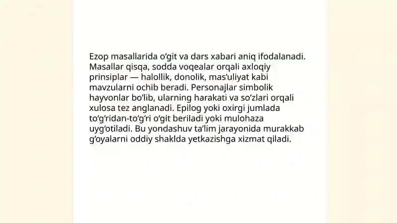 Ezop masallarining didaktik xususiyati 4