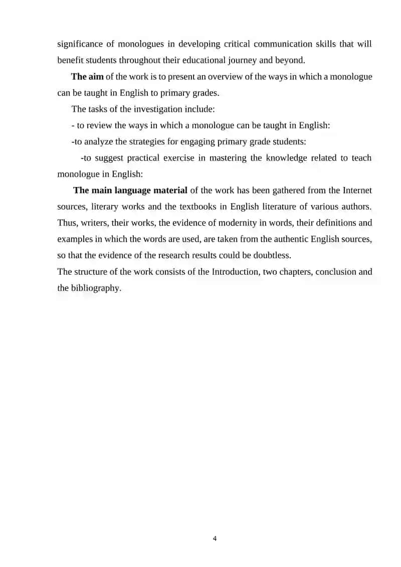 TEACHING MONOLOGUE SPEECH IN ENGLISH IN THE PRIMARY GRADES 4