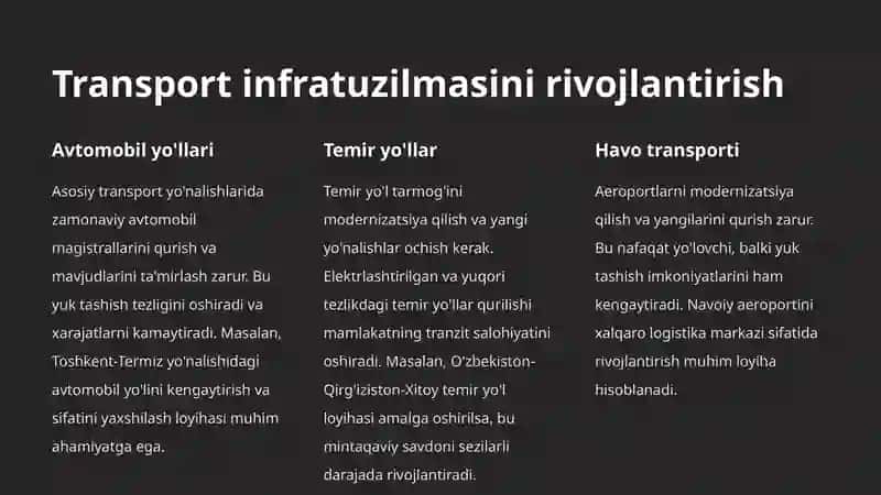 O'zbekistonda logistika sohasini rivojlantirish va kamchiliklarini tahlil qilish 4