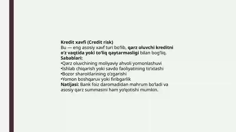 Bank kreditlarida yuzaga keladigan xaflar 4