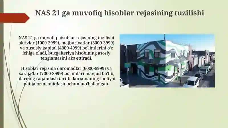 Buxgalteriya hisobining schyotlari rejasi (21-son BHMS) va uning tuzilishi hamda oʻzaro bogʻliqligi 4