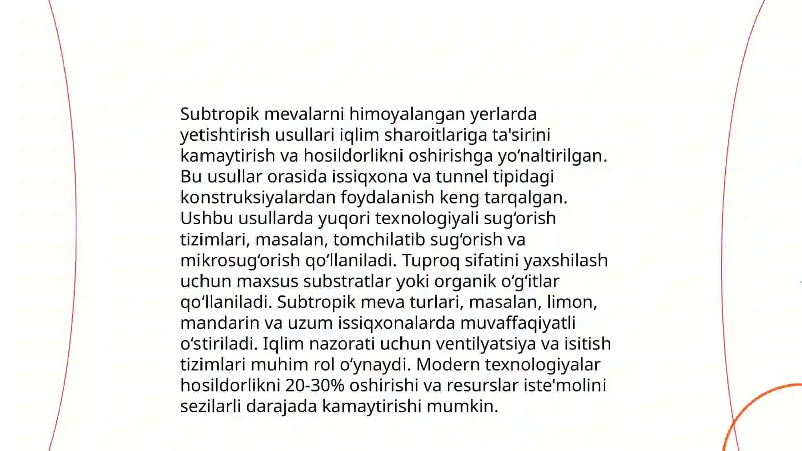 Himoyalangan yerlarda sitruz va subtropik meva ekinlarini o'stirish 4