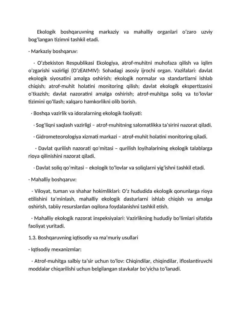 EKOLOGIYA SOHASIDAGI DAVLAT BOSHQARUVI TIZIMI 4