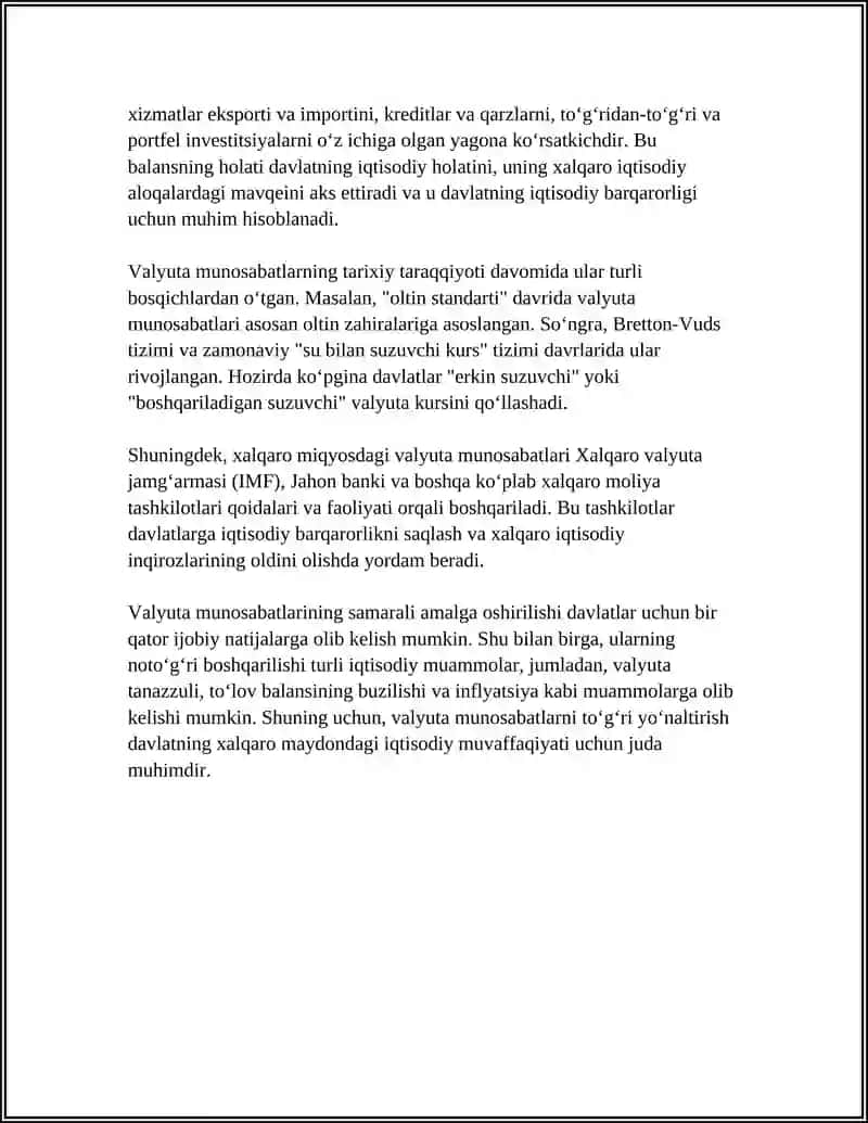 VALYUTA MUNOSABATLARI TUSHUNCHASI VA VALYUTA TIZIMI 4
