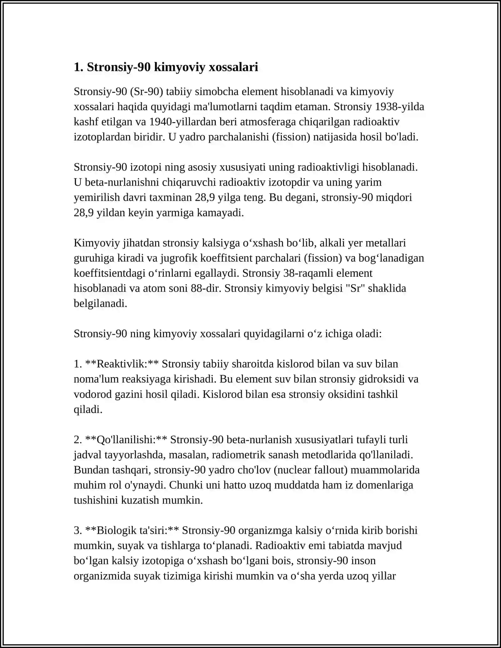 OʻSIMLIKLARDAN OLINGAN NAMUNALARDA STRONSIY-90 OKSALATLI USUL BILAN ANIQLASH 4
