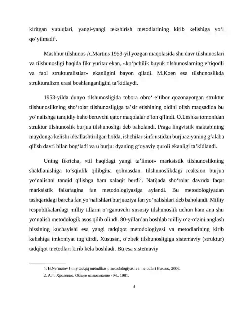 Oʻzbek struktural tilshunosligining shakllanishi va maktablari, vakillari 4