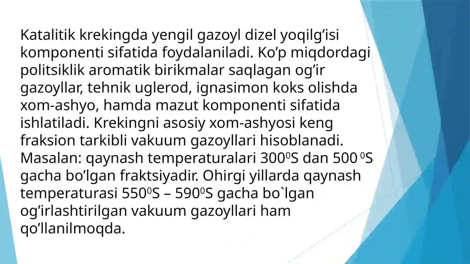 Katalitik kreking jarayoni va kimyoviy texnologiyasi 4
