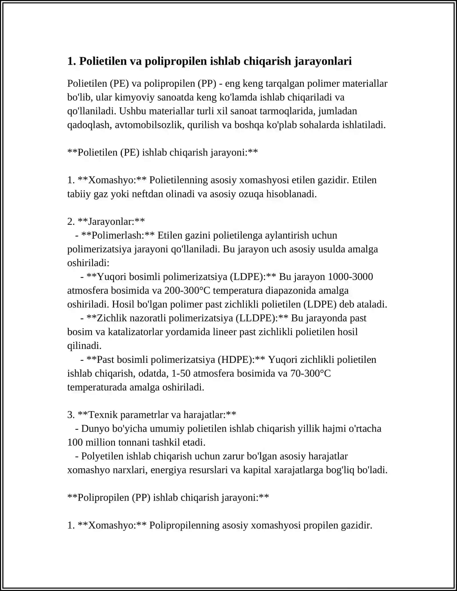 POLIETILEN VA POLIPROPILEN OLISH TEXNOLOGIYASI 4