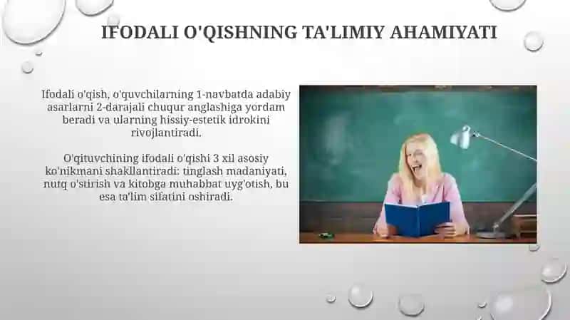 O'qituvchining namunali ifodali o'qishi 4