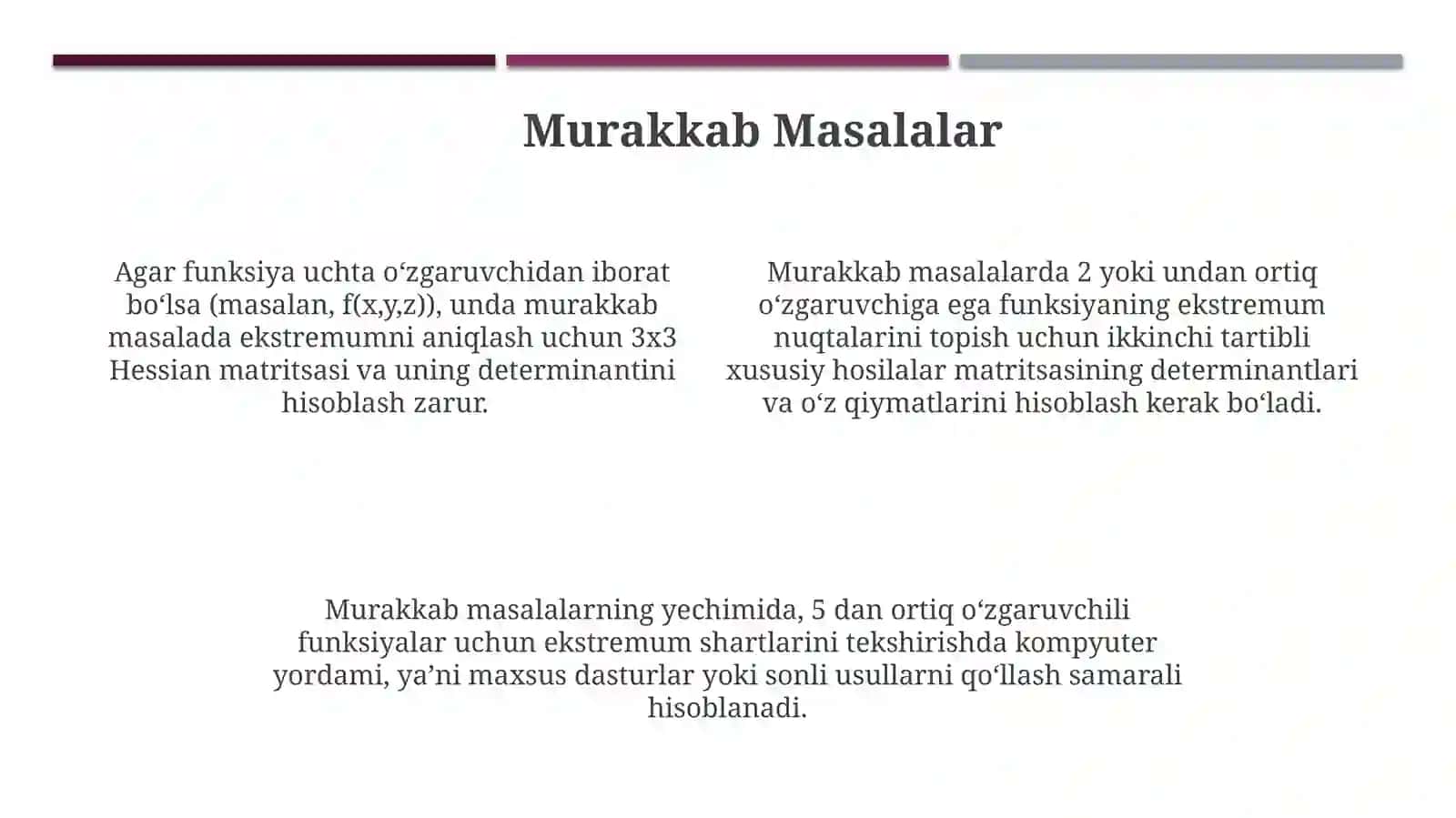 Ekstrimum qiymatlarni aniqlash 4