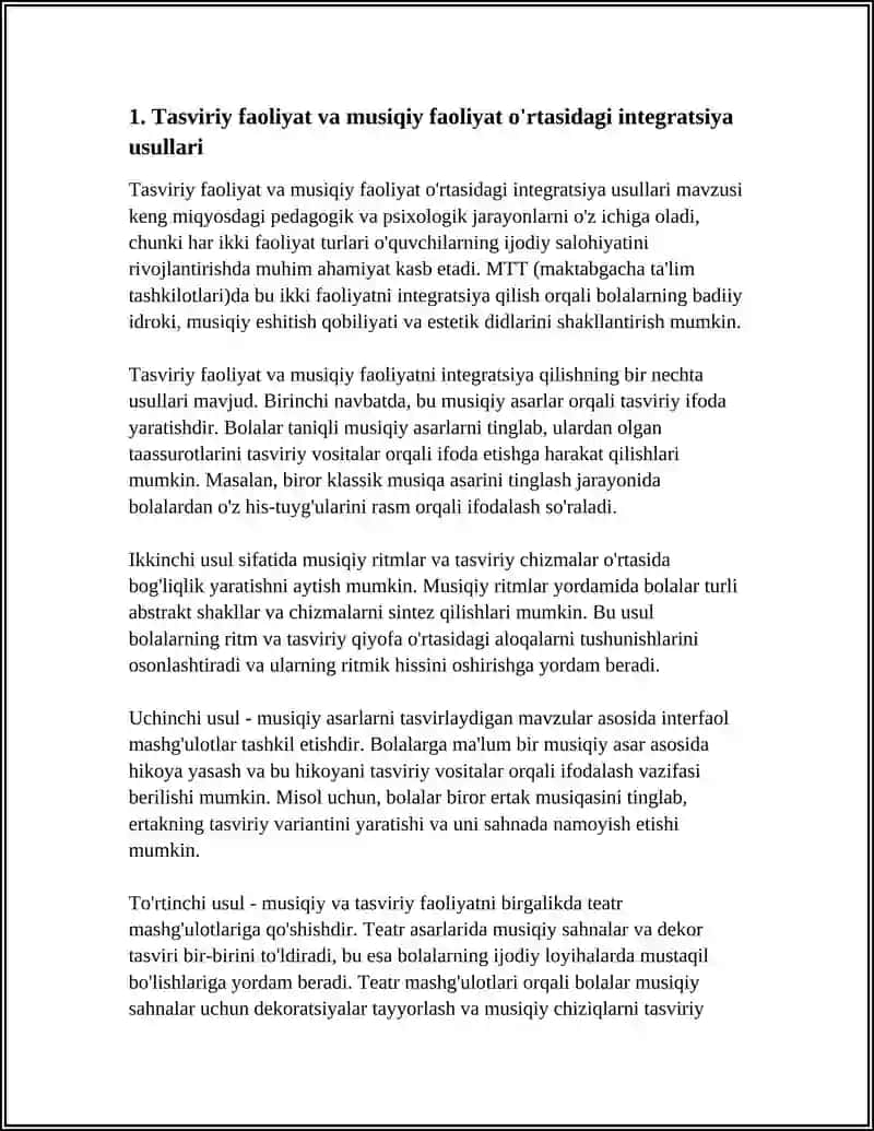 MTT DA TASVIRIY FAOLIYATNING BOSHQA FAOLIYAT TURLARI VA MASHG'ULOTLAR BILAN BOG'LIQLIGI 4