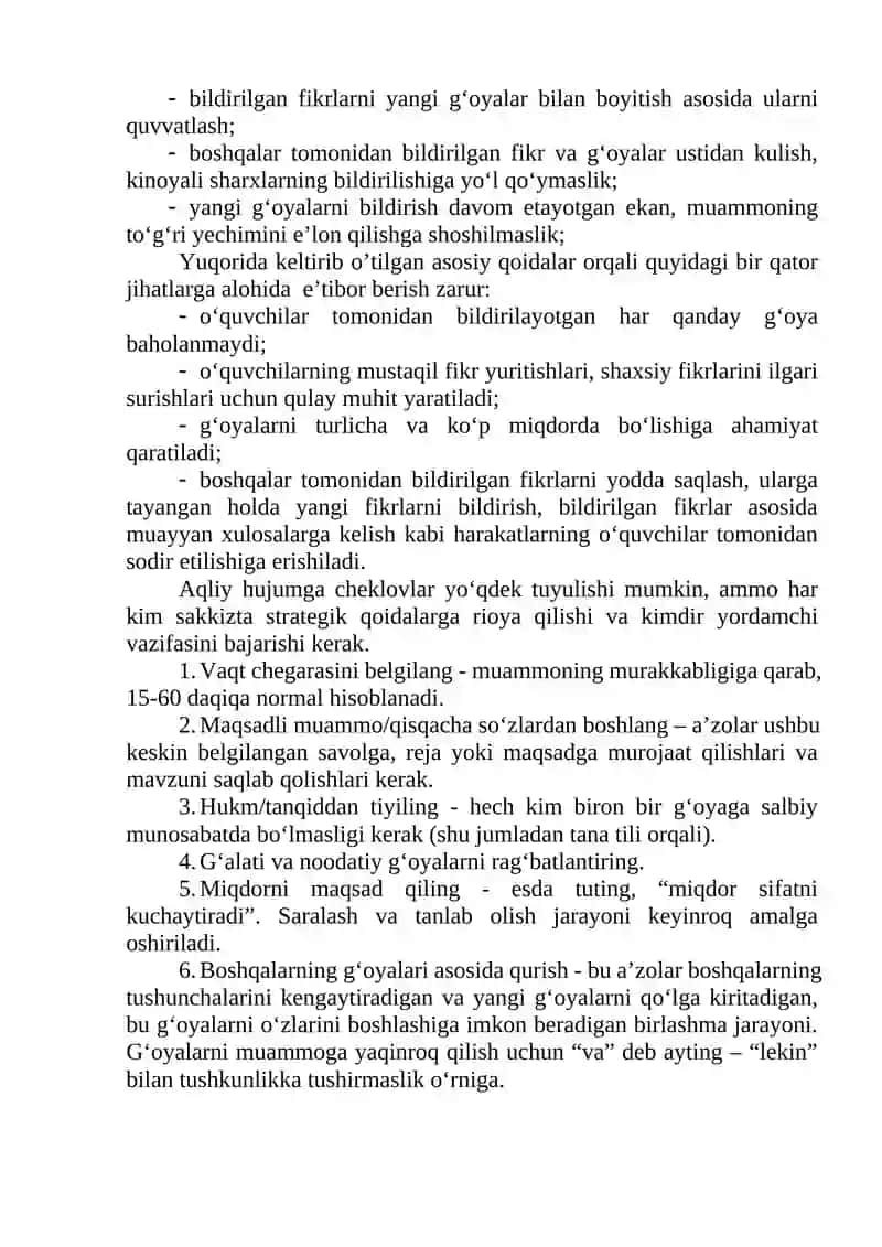 FIKRLARNI YARATISH: “AQLIY HUJUM” METODI 4