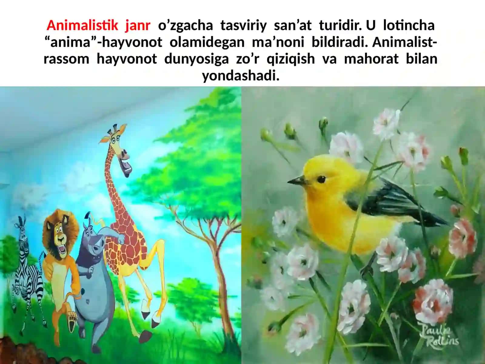 5-sinf Tasviriy san'at Animalistik janrda rasm ishlash dars taqdimoti 4