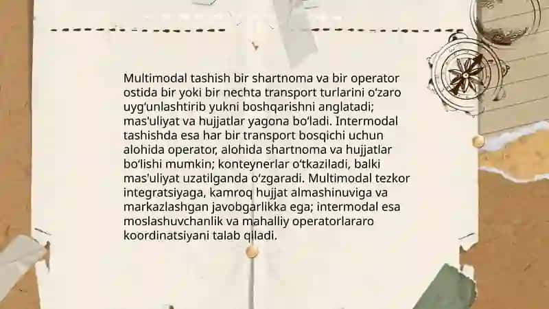 Multimodal tashishlar mavzusida presentation 4