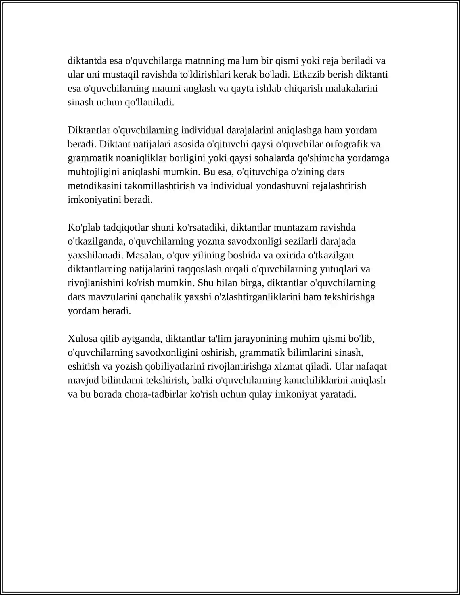 BOSHLANGICH SINFLARDA DIKTANT VA UNI TASHKIL QILISH 4