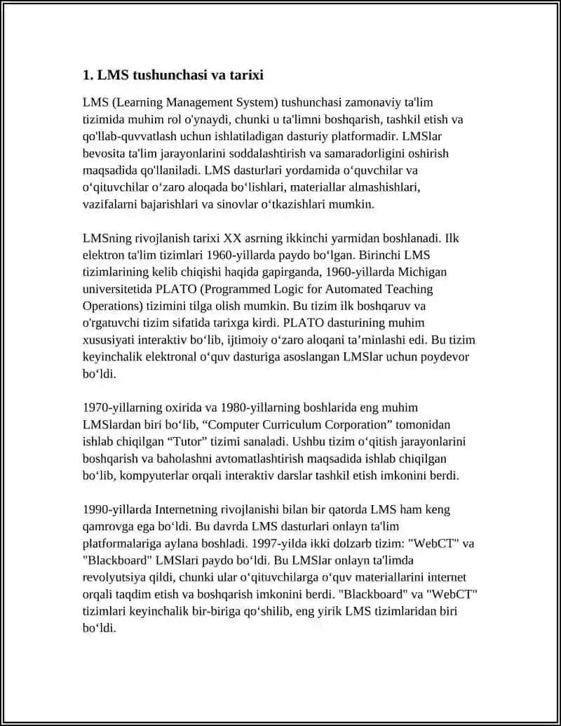 LMS – TA’LIMNI BOSHQARISH. LMS (LEARNING MANAGEMENT SYSTEMS – TA’LIMNI BOSHQARUV TIZIMLARI) HAQIDA 4