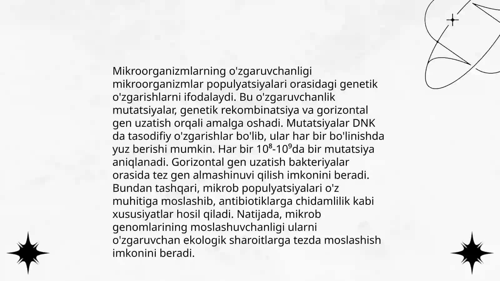 Mikroorganizmlarning genetikasi va oʻzgaruvchanligi 4