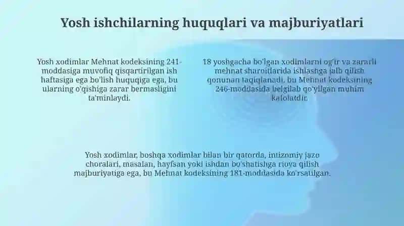 Yoshlar mehnati va ular uchun qoʻshimcha kafolatlar 4