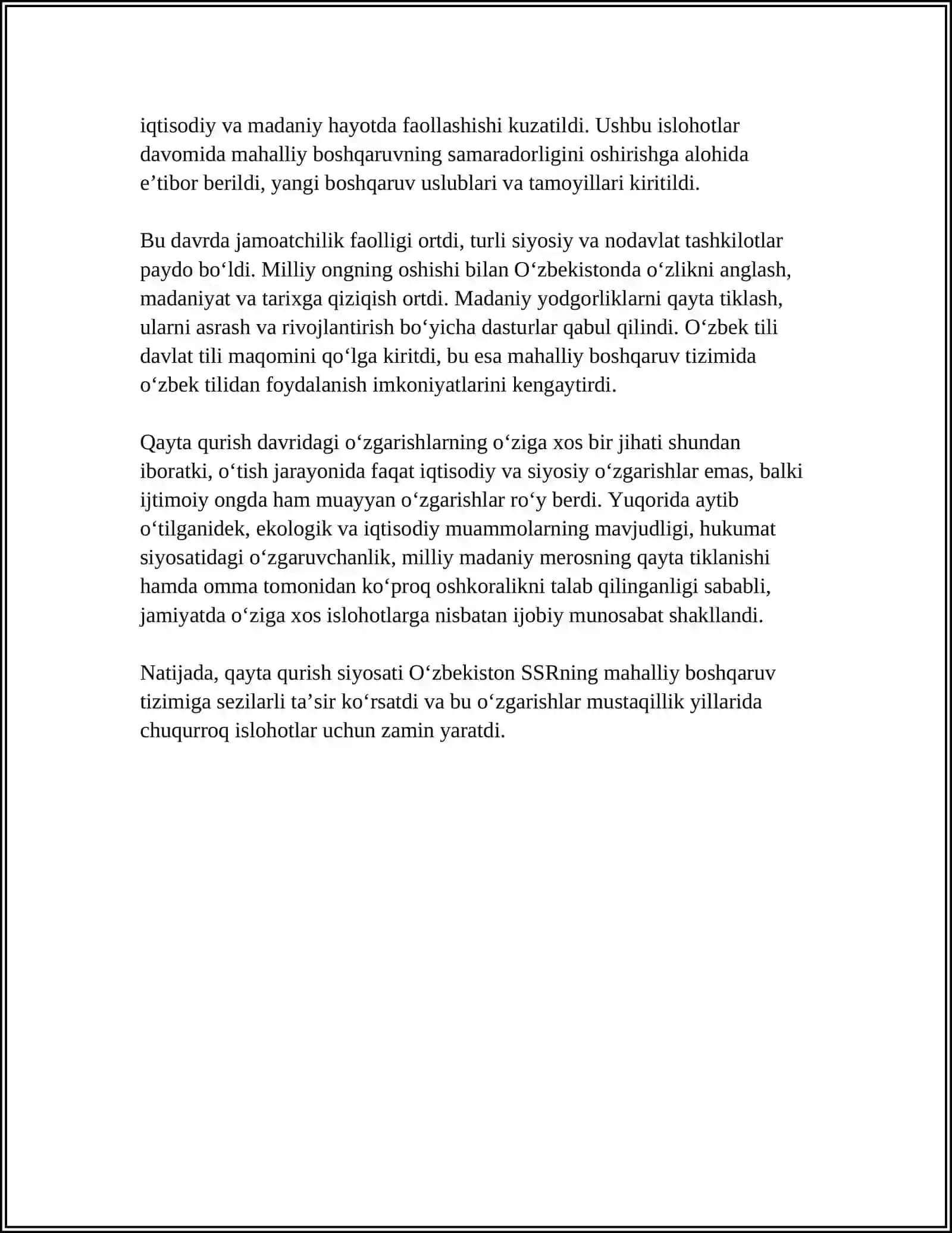 QAYTA QURISH" YILLARIDA OʻZBEKISTONDAGI IJTIMOIY-SIYOSIY VAZIYAT 4