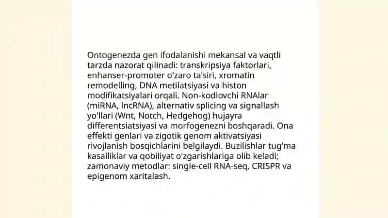 Ontogenezda irsiyatning roli va zamonaviy genetik yondashuvlar 4