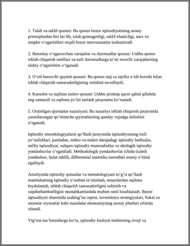Iqtisodiy Qonunlar va Jarayonlarni Ilmiy Bilish Usullari 4